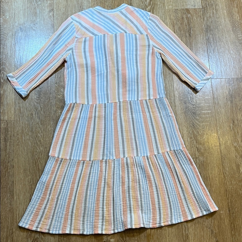 Soft Surroundings Laguna Gauze Stripe Dress Multi Color Petite Small EUC Cotton - Picture 16 of 16